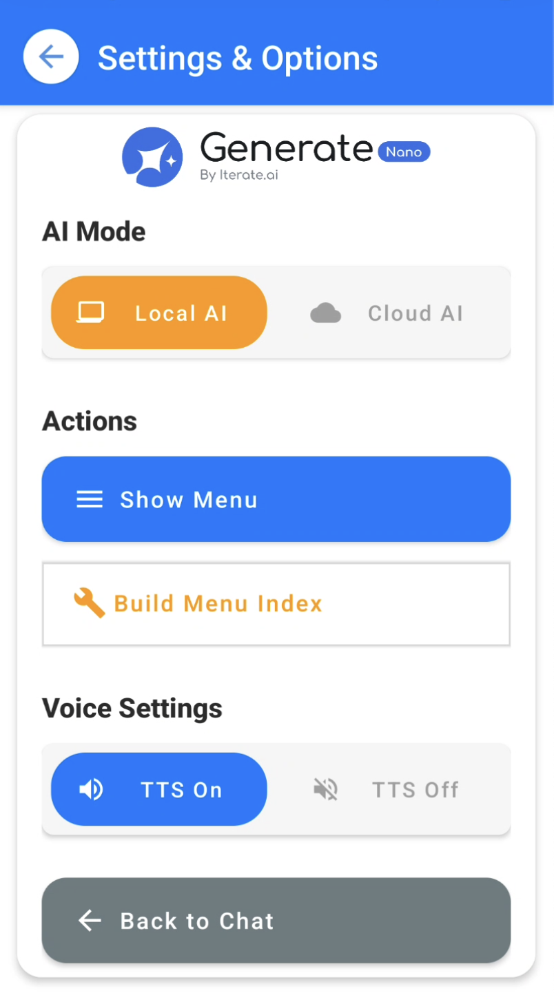 SDK Settings Interface